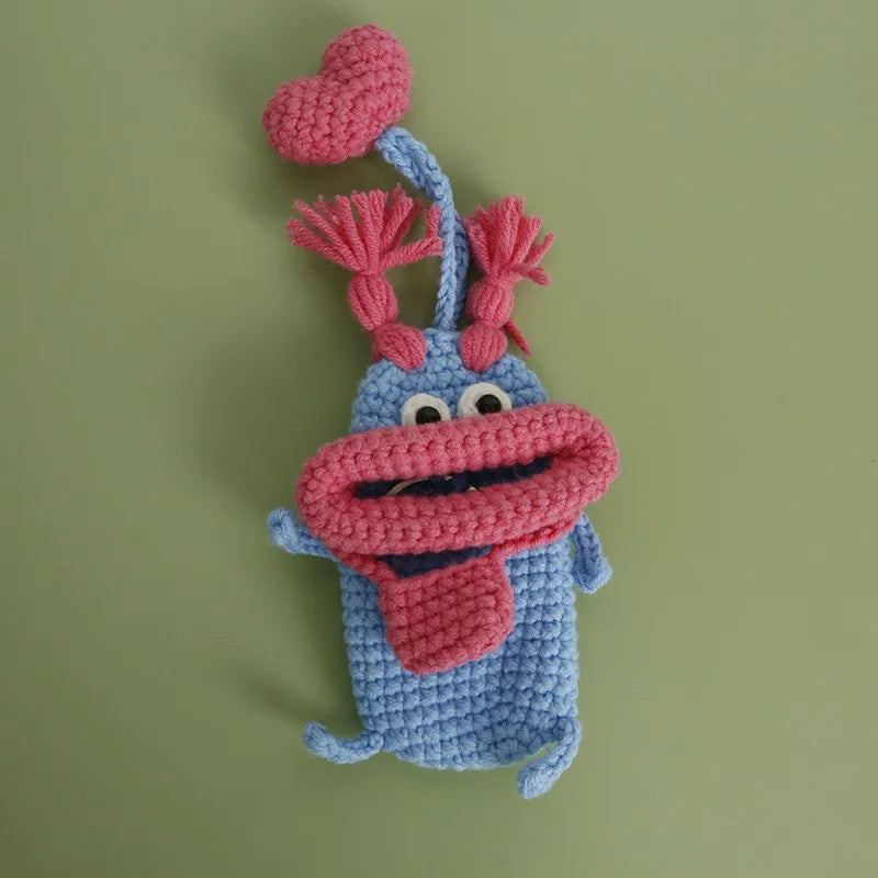 Funny Fruit Sausage Mouth Crochet Keychain Key Holder