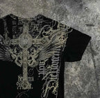 Southpole Y2K Vintage Cotton Graphic Tee Distressed Oversized Unisex T-Shirt with Gothic Print Streetwear Retro Soft Shirt Man