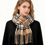 1PCPlaid Scarf Tassel Design Classic Checked Pattern Soft Warm Winter Fashion Accessory For Women Elegant Large Scarf Shawl Wrap