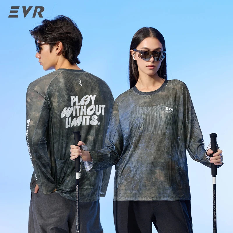 EVR Cycling Jersey Summer Casual Cycling Tops For Men and Women Long-sleeved T-shirt Quick-drying Road Bicycle Loose Cycling Top