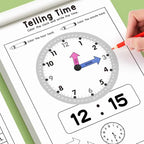 Children's Time Concept Practice Workbook, Suitable for Home School and Kindergarten Activities, Includes Reading and Math Practice Sheets, Perfect for Classroom Teaching and Back-To-School Supplies. Christmas Gifts.
