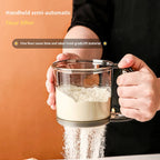 HOMEFISH Kitchen Baking Cake Flour Sieve 40 Mesh Semi-automatic Filter Sieve Flour Sieve With Capacity Scale