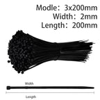 500/200/100Pcs Plastic Nylon Cable Ties Self-locking 1.9/2.7mm Cord Straps Adjustable Fastening Loop Home Office Wire Zip Garden