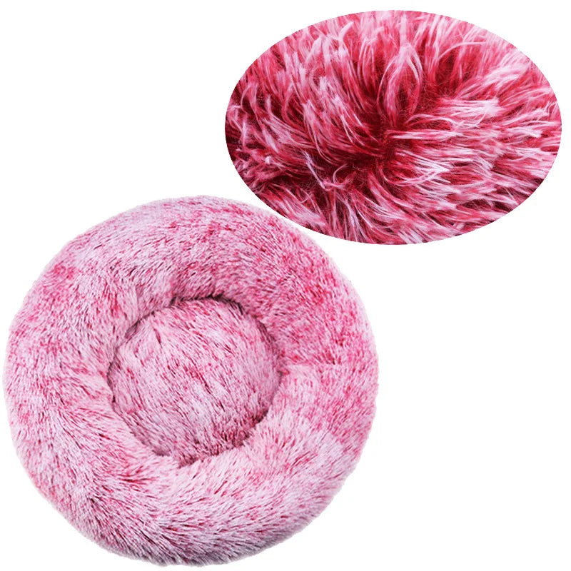 Round Plush Pet Bed for Large & Medium Dogs – Super Soft Cat Bed, Cozy Winter Warm Sleeping House