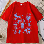 Vintage Jellyfish T-Shirt Summer Ocean Tee Sea Creature Top Beach Lover Gift Men Women Casual Round Neck Printed T Shirt