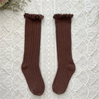 Ruffle Girls Knee High Socks Baby Kids Toddlers Long Soft Cotton Sock Lace Flower Children School Uniform Socks For 0-8Years