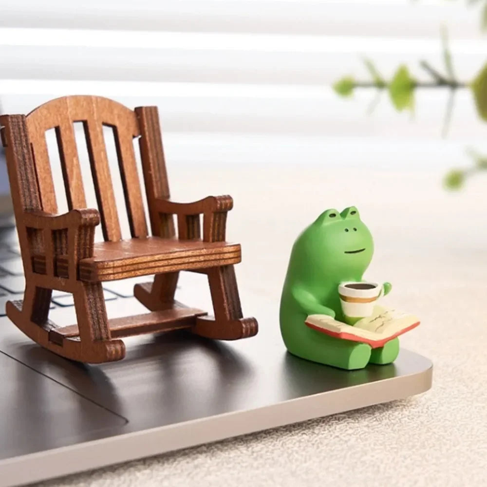 Frog Rocker Chair Cute Japanese Healing Small Decoration Office Desktop Decoration Car Center Control Decoration