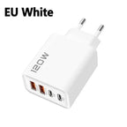 4 Ports 120W Charger USB C PD Quick Charge 3.0 Type C USB Phone Chargers Super Fast Charging Adapter For iPhone Samsung Xiaomi