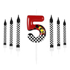 7pcs Red Racing Cars Themed Birthday for Cake Candles, Number 0 1 2 3 4 5 6 7 8 9 10 Candle Birthday Cake Topper