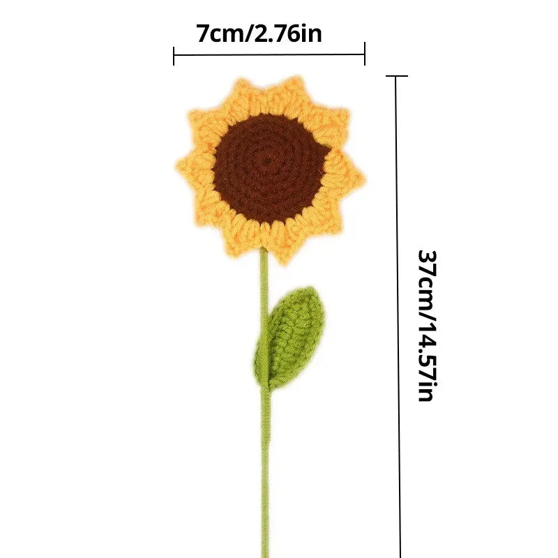 3Pcs Sunflower Hand Woven Bouquet Creative Wool Knitting Flower Sunflower Decorations Teachers Day Mother S Day Birthday Gift