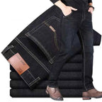 Men's Soft Straight Denim Pants 2025 Autumn Classic Business Black Biker Jeans Overalls Masculino Pantalone Hombre Mannen Homme