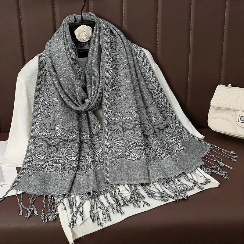 2025 new ethnic style retro shawl cashew flower geometric scarf cloak tassel scarf multi-color variety options available