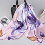 Fashion Kerchief Silk Satin Neck Scarf For Women Print Hijab Scarfs Female 90*90cm Square Shawls and Wraps Scarves For Lady