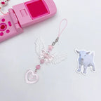 Lovely Wings Bow Heart Mobile Strap Phone Pendant Chain For Girls Women Fashion Sweet Keychain Bags Decorative Accessories Gifts