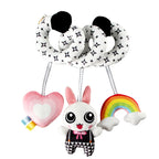 Newborns Spiral Hanging Activity Stroller Toy Baby Carseat Toy Black & White Lion Koala Rattle  for Crib Mobile Sensory Toy Gift