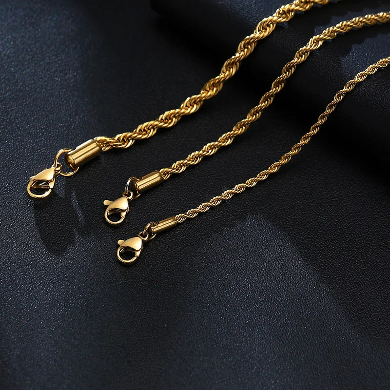 Vnox Unisex Rope Chain Bracelets for Men Women, Stainless Steel Twisted Links Chain Bracelet,Simple Classic Jewelry Gift for Him