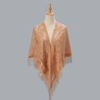 Tassel Patchwork V-Neck Cardigans Women Wedding Accessories Shawl Hollow Multicolored Evening Prom Cape Tulle Shawl Party