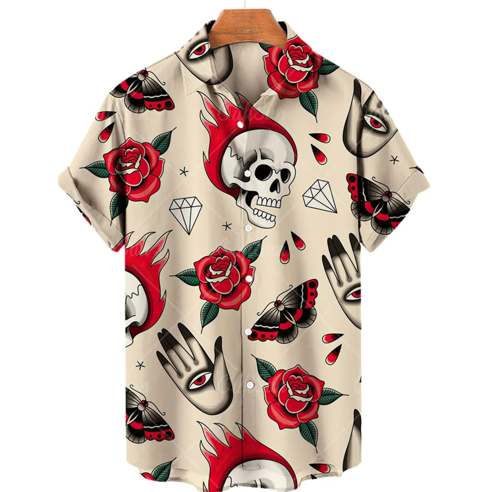 Men's Designer Hawaii Shirts Short Sleeve Collar Top Fashion Streetwear 3d Printed XS-5XL Hiphop Casual Vintage Clothing