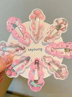 10Pcs Cute Pink Rabbit Hair Clip, Bangs Clip,Side Hair Clip,Hair Accessories,Suitable For Daily Use,School Stuff,Pink Hair Clips