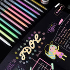 12 Color Large Capacity Needle Highlighter Fine Tip 0.5mm Gel Pen Drawing DIY Black Cardstock Drawing Marking Diary Doodling
