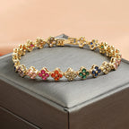 RAKOL Colorful Clover Zircon Bracelet Fashion Charm Gorgeous Charm Exquisite Cute Sweet Shining Crystal Jewelry Gift