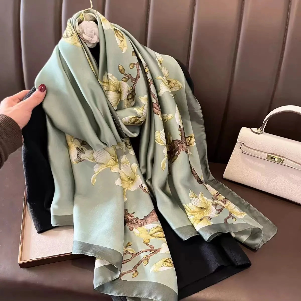 Spring Scarf Women's Luxury Design Polyester Material Smooth Scarf Soft Shawl Beach Scarf