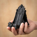 3D Printed Gothic Tracery Window Phone Stand, Dark Skull Ornament for Halloween, Desktop Holder for Phone & Tablet