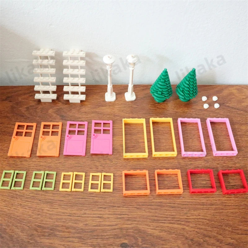 City Friends Door Window Set Building Blocks Compatible Classic House Architecture Blocks Parts MOC Bricks DIY Toys for Kids