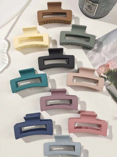 10Pcs Colorful Square Non-Slip Hair Claw Clips for Women 2.6 Inch Strong Hold Jaw Clip Bulk Hair Accessories for Daily Use Gift