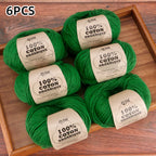 6pcs Cotton Soft Breathable Yarn Thread Set-Perfect for Hand Knitting, Crocheting, Weaving Hats, Scarves, Dolls, Bags, Sweaters