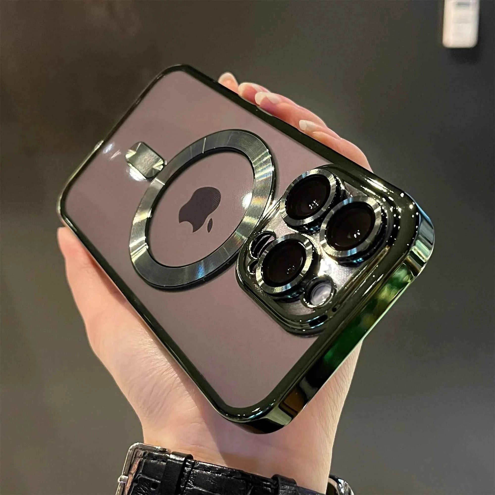 Luxury Magnetic Plating Clear Case For Magsafe Wireless Charging iPhone 11 12 13 14 15 16 17 Pro Max Air Plus Shockproof Cover