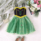 Children Baby Girls Lace Up Sling Summer Dress Princess Sleeveless Suspenders Dresses For 1-10 Years Cool Ventilated Kid Clothes