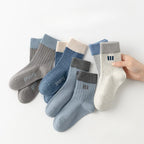 5 Pairs Kids Boys Socks Tennis Series Children Sport School Students Socks Spring Autumn Soft Cotton Toddler Mid Tube Sock