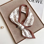 Luxury Brand Horse Print Skinny Neckerchief Scarf For Women Satin Silk Ribbons Bandana Ladies Neck Tie Wrist Wrap Shawl Echarpe
