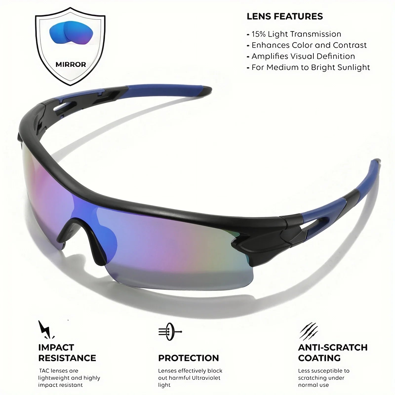 UV400 Wrap Around Sports Sunglasses for Men & Women