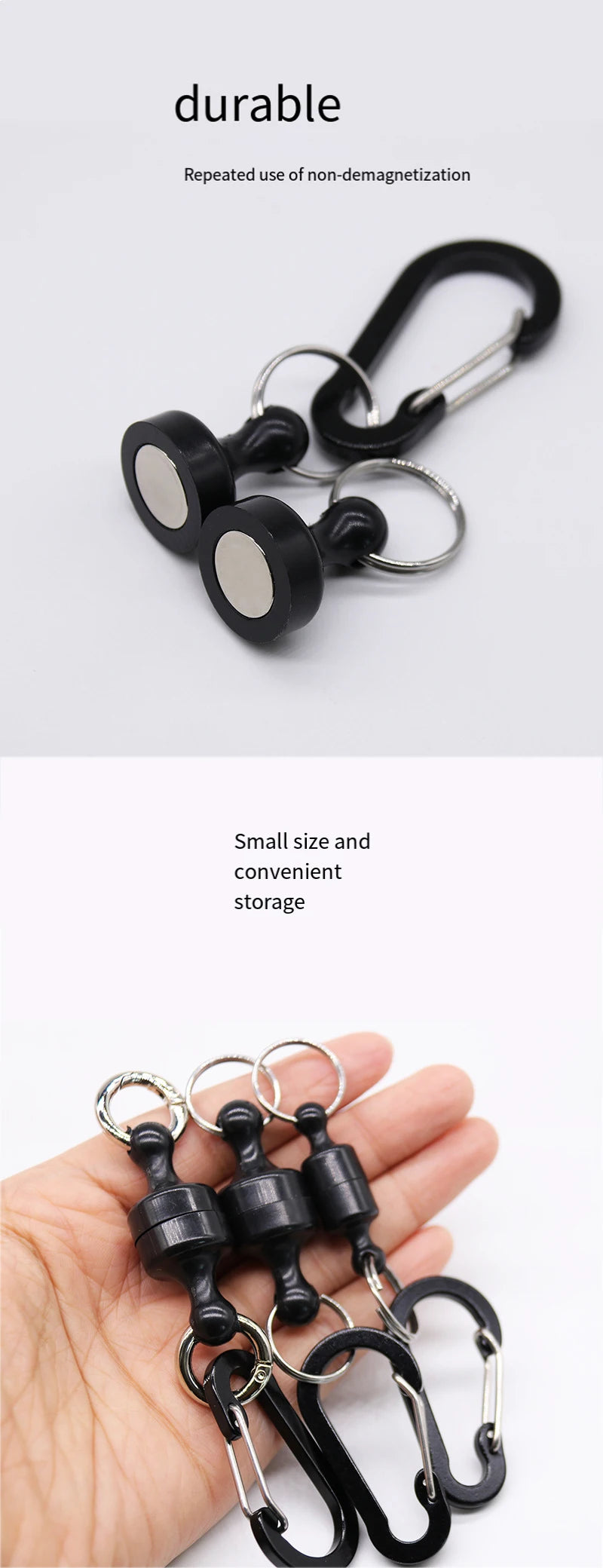 Portable Steel Fishing MRC Strong Magnetic Quick Release Clips Net Holder with Fishing Coil Lanyard Aluminum Carabiner 105x20mm