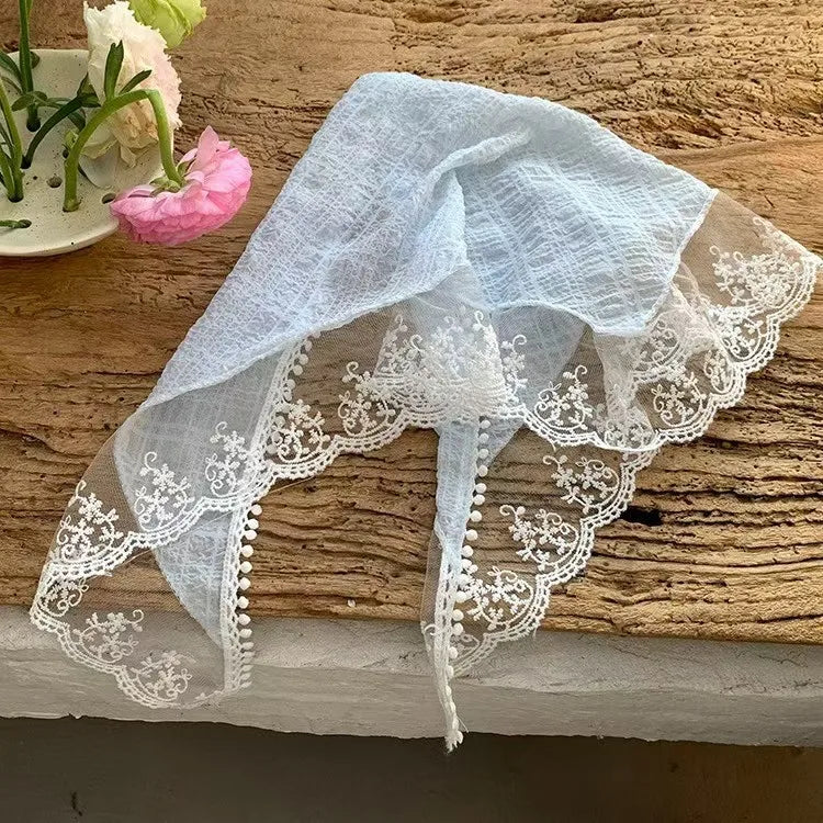 French Chic Alice White Lace Triangle Hair Wrap Fashion Accessory ﻿