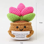 Positive Energy Duck Doll Hug Pocket Mini Handmade Plush Wool Knitting Dolls Funny Emotional Support Crochet Gift for Birthday
