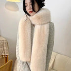 1pcFashionable 180cm Fake Fur Long Scarf Soft Plush Thick Long Strip Scarf Fur Decor Luxury Wraps Shawl Party Ladies Neck Warmer