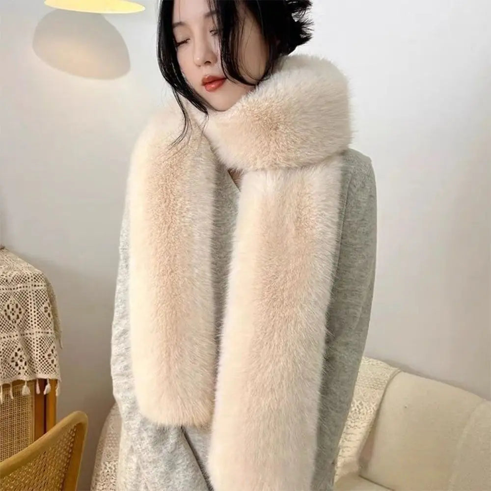 1pcFashionable 180cm Fake Fur Long Scarf Soft Plush Thick Long Strip Scarf Fur Decor Luxury Wraps Shawl Party Ladies Neck Warmer
