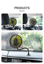 SEAMETAL Car Electric Fan Strong Wind 3-Speed Cooling Fan for Rear Seat Passenger Portable 360 Degree Rotatable Car Air Fan