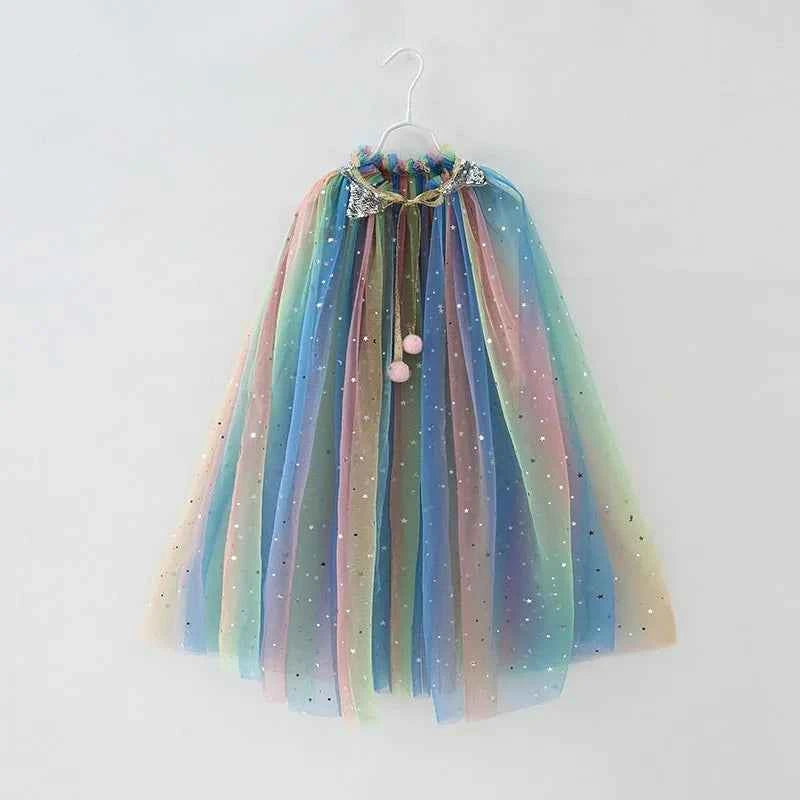 Girl Costume Children Elegant Dress Cape Kids Christmas Halloween Party Supply Girl Tulle Cloak Elsa Rapunzel Cosplay Accessory
