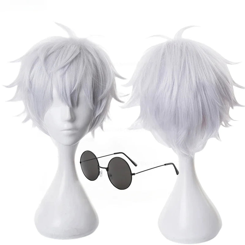Gojo Satoru Cosplay Wig Anime Jujutsu Kaisen Cosplay Gojo Short Heat Resistant Synthetic Hair Anime Wigs Costume Party