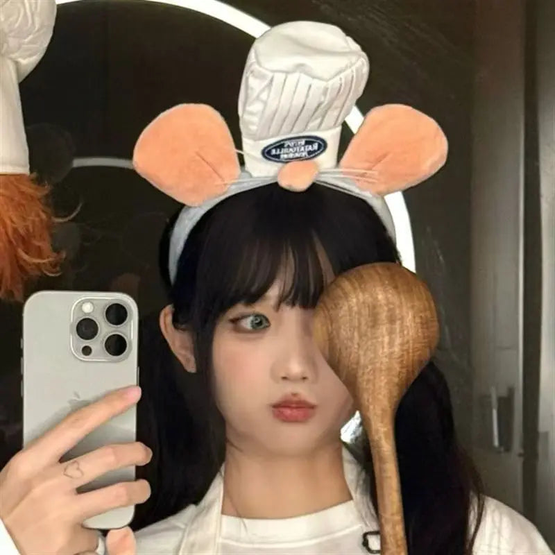 Anime Ratatouille Chef Remy Magnetic Cute Rat King Headband Washing Headband Cartoon Funny Rat King Headband Surprise Gifts