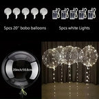 5 Sets LED Glow Balloons 20 Inch Clear Light Up Bobo Balloon with 3M String Lights Party Wedding Birthday Christmas Decoration