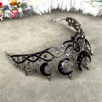 Gothic Black Moon Tiara Dark Queen Crown for Women Baroque Celestial Star Headpiece Vintage Cosplay Halloween Wedding Party Acce