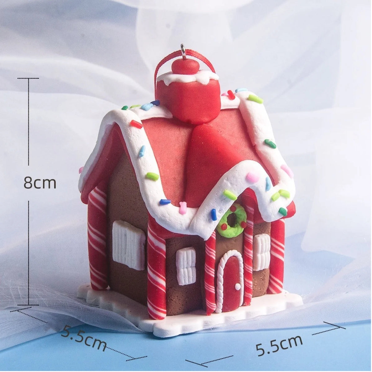 5pcs House Ornaments Holiday Christmas Tree Ornament Set Gingerbread Christmas Decor with Rope Gingerbread House Decor