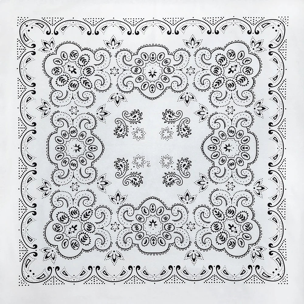 70CM Oversized Hip Hop Amoeba Cashew Cotton Square Bandana Scarf Headband Black Paisley Gifts For Men/Boys/Girls
