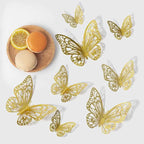 48pcs 3D Butterfly Wall Decor 4 Styles 3 Sizes, Gold Butterfly Decorations for Butterfly Birthday Party Cake Room Decorations