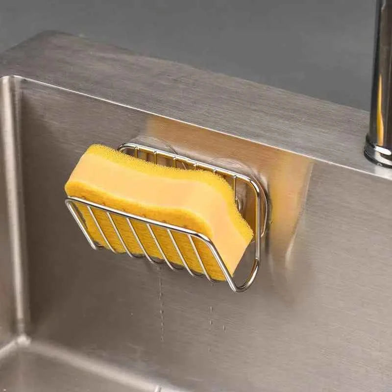 Sponge Holder For Kitchen Sink, Stainless Steel Suction Cup Sponge Caddy Kitchen Supplies Wall Mounted Sink Kitchen Organizer